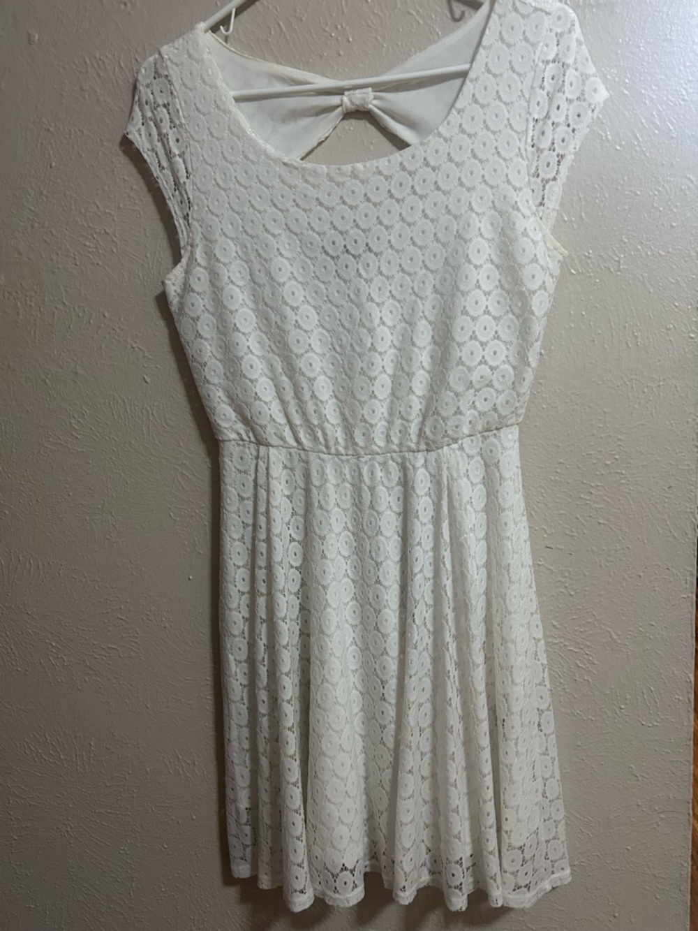A. Byer Ivory Lace Fit & Flare Mini Dress